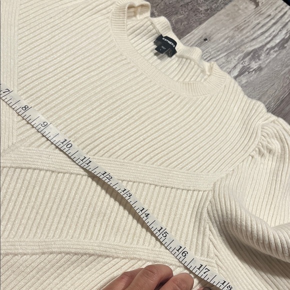 Express Cream Ribbed Knit Sweater Size Large - Picture 6 of 7
